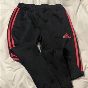pink adidas 3 lime stripe sweatpants
